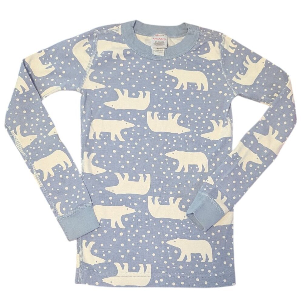 Hanna Andersson Organic Polar Bears Long Sleeve T-Shirt 130cm US 8 Blue